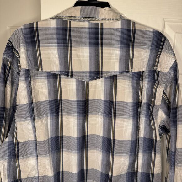 BKE Buckle Shirt Mens 2XL Blue Cream Plaid Button Up Long Sleeve Slim Fit - Picture 7 of 9